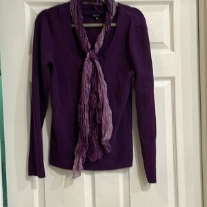 Kohl’s apartment nine extra large purple ribbed sweater with matching scarf